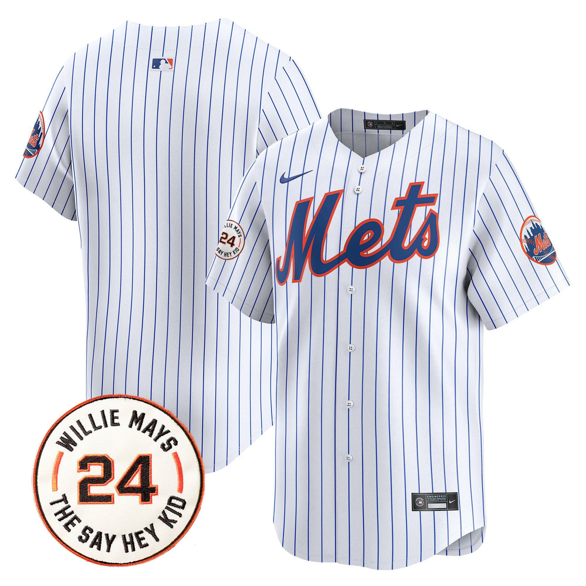 Mets Willie Mays Patch Vapor Premier Limited Jersey - Stitched