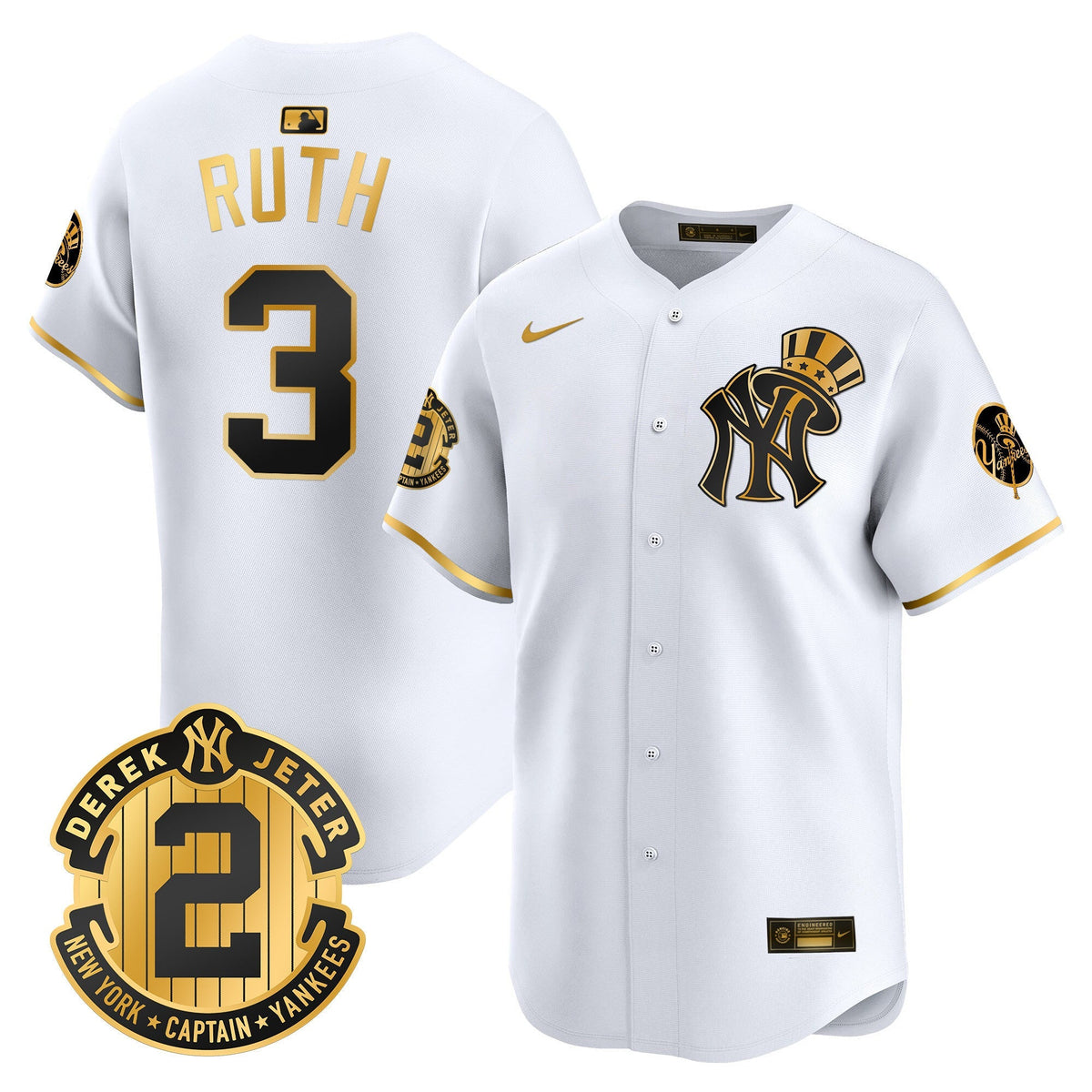 NYY Derek Jeter Patch Vapor Premier Limited Jersey V2 - All Stitched