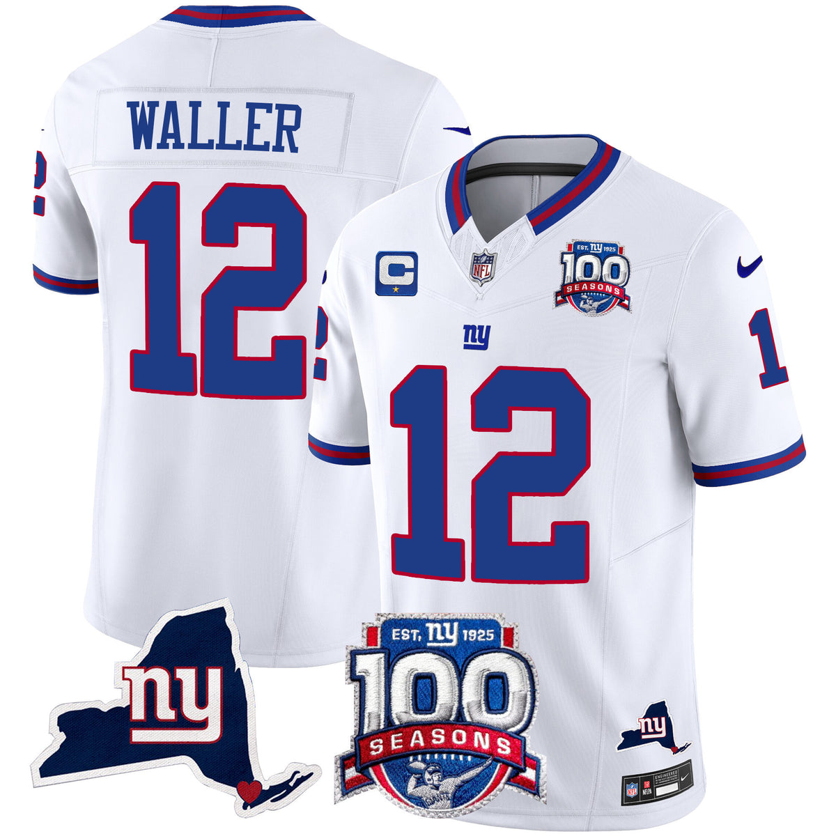 Men's New York Giants 100th Season & State Patch Vapor Limited Jersey - All Stitched