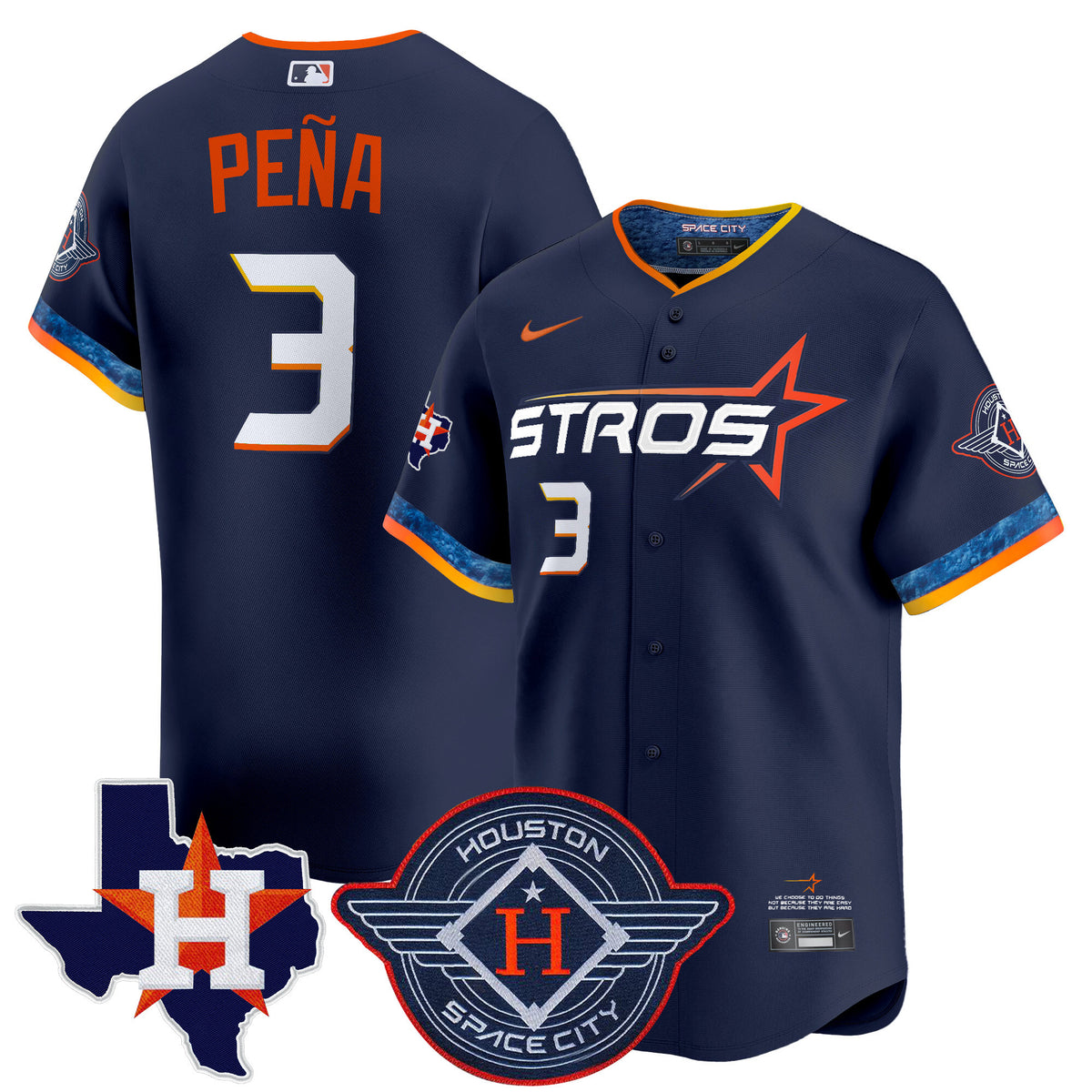 Men's Houston Astros 2025 City Connect Texas Patch Vapor Premier Limited Jersey - All Stitched