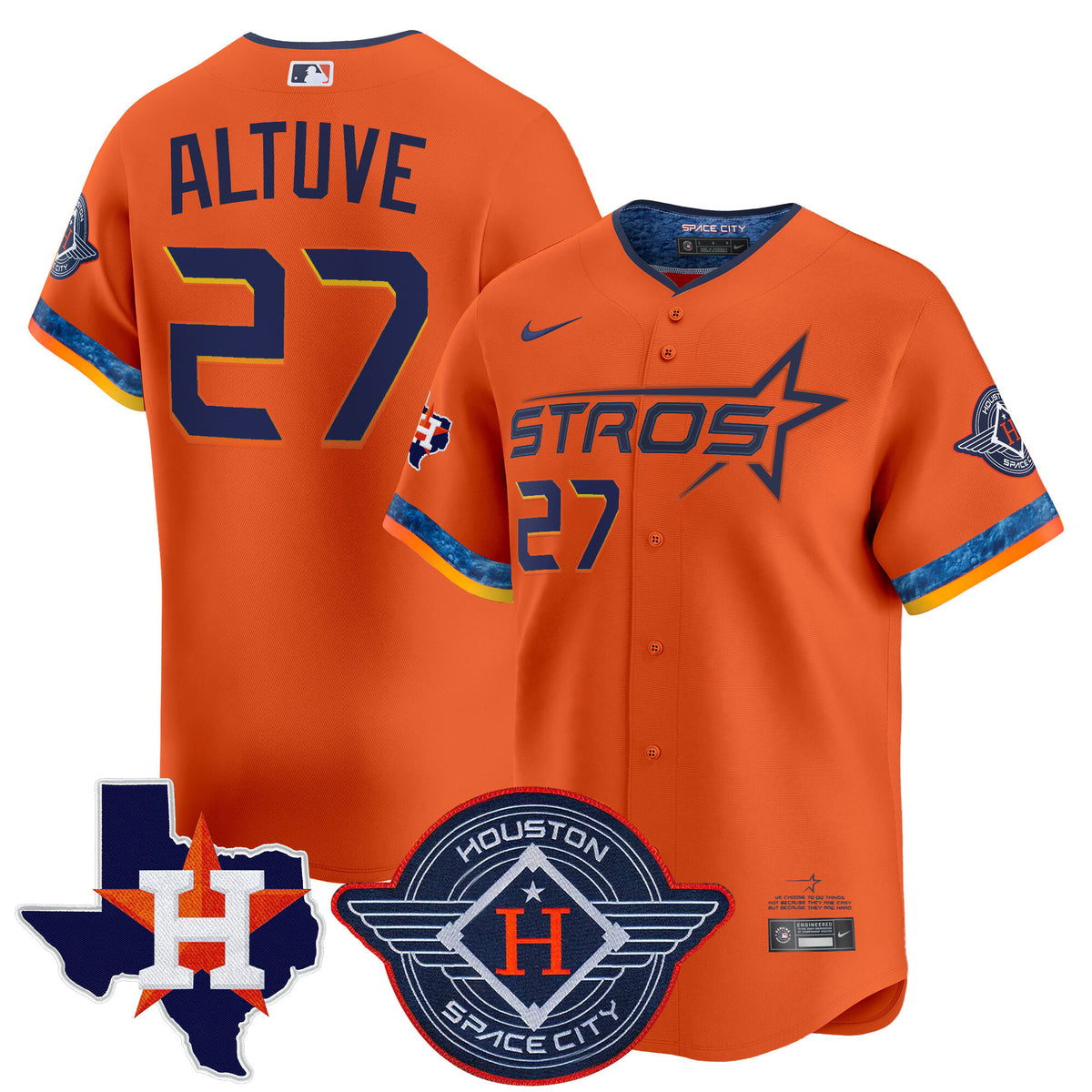 Men's Houston Astros 2025 City Connect Texas Patch Vapor Premier Limited Jersey - All Stitched