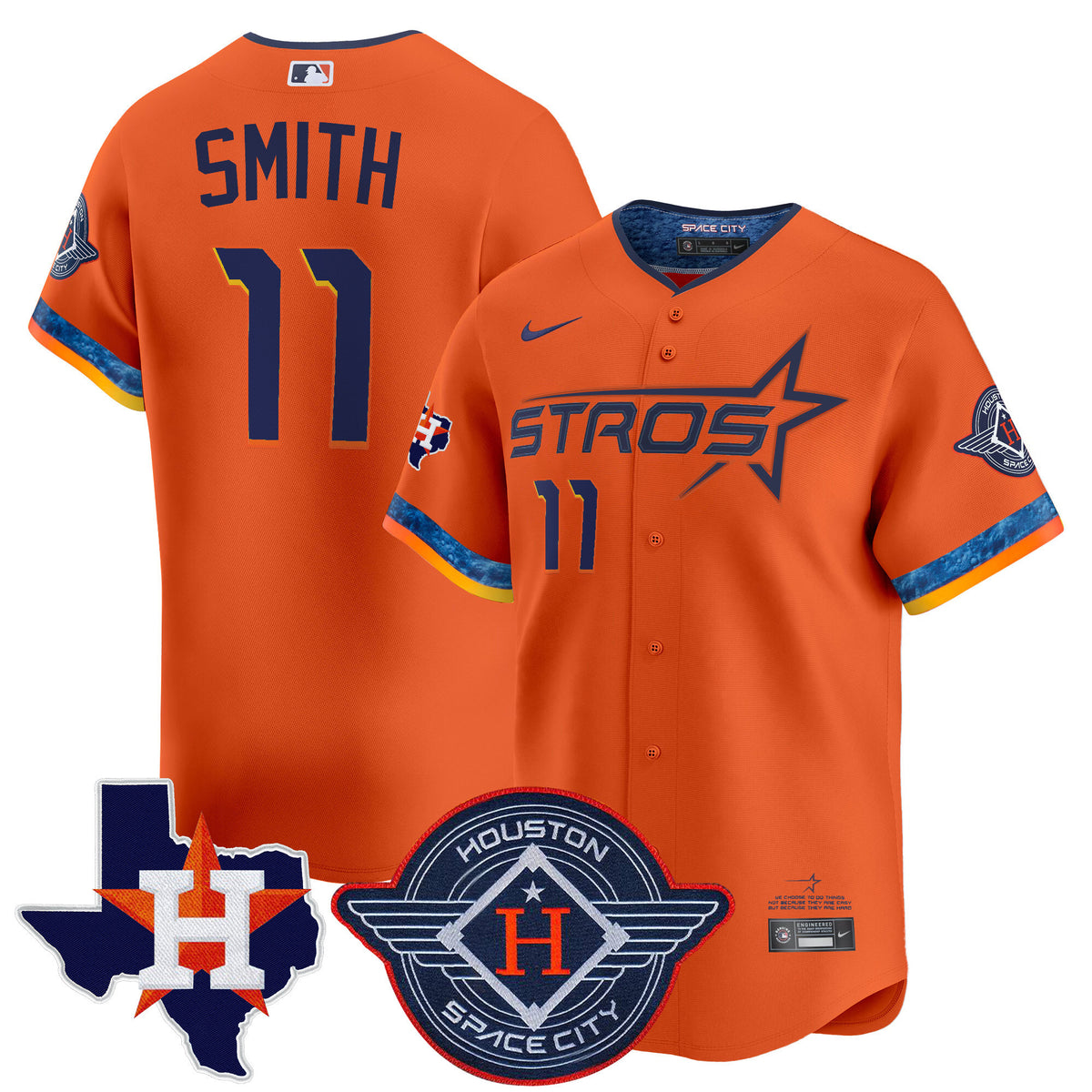 Men's Houston Astros 2025 City Connect Texas Patch Vapor Premier Limited Jersey - All Stitched