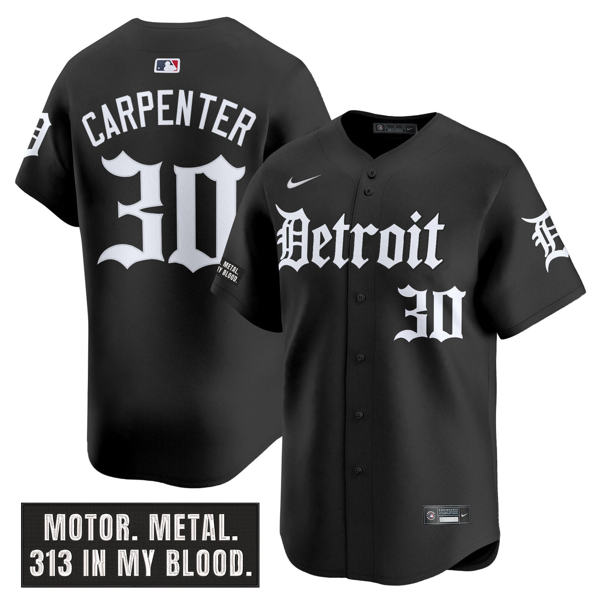 Men's Detroit Tigers 'Motor Gothic Edition' Vapor Premier Limited Jersey - All Stitched