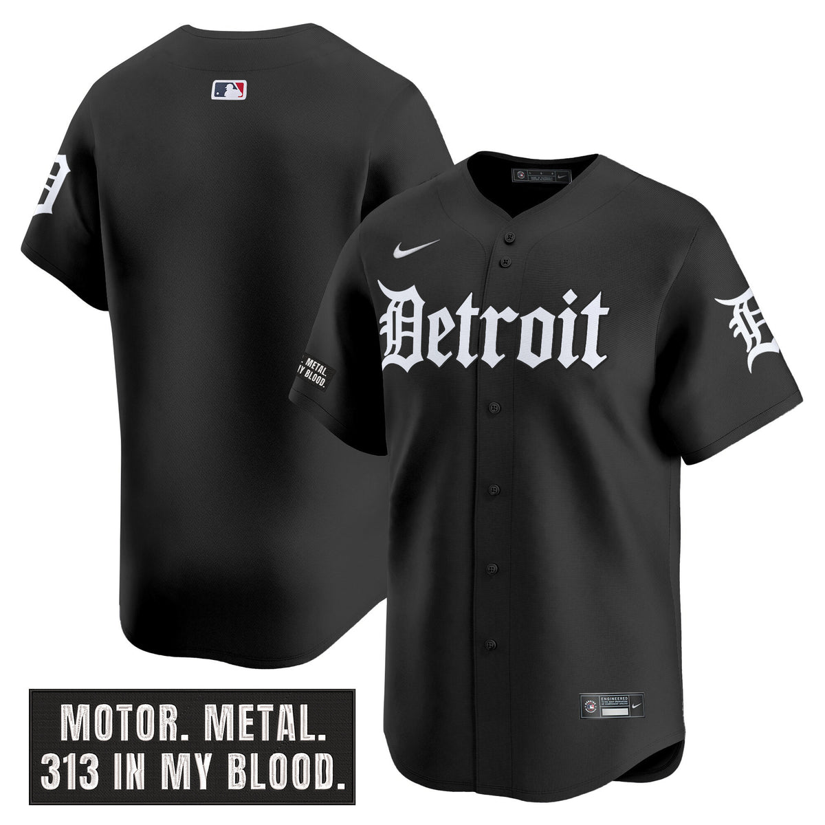 Men's Detroit Tigers 'Motor Gothic Edition' Vapor Premier Limited Jersey - All Stitched