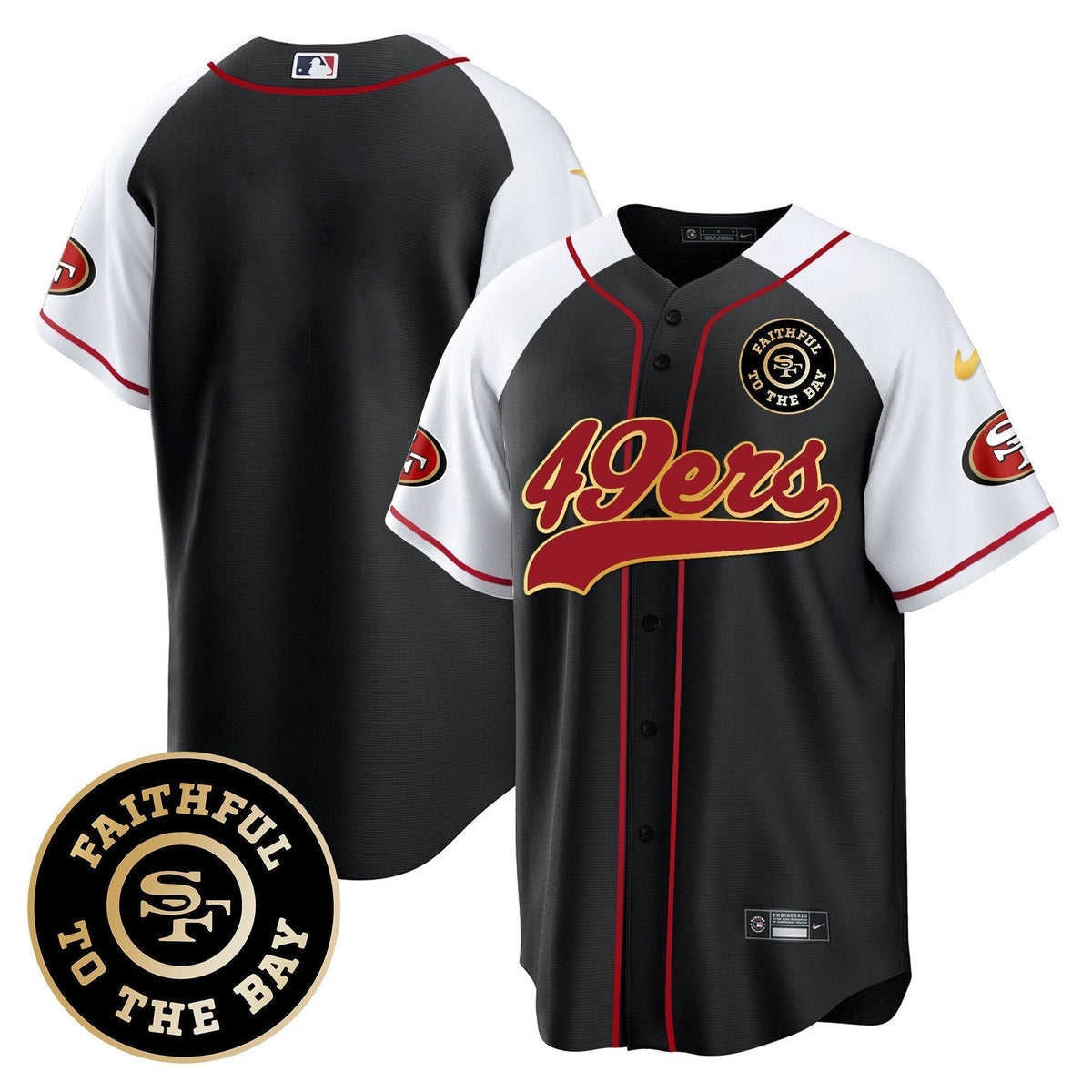 49ers Faithful To The Bay Patch Baseball Jersey - All Stitched