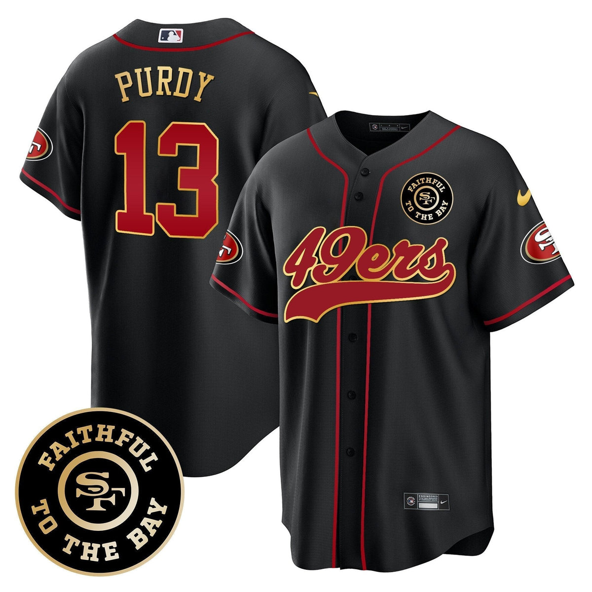 49ers Faithful To The Bay Patch Baseball Jersey - All Stitched